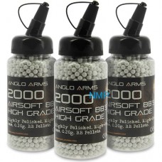 2000 x 6mm 0.20g White BB' Anglo Arms High Grade Polished 0.20g White BB's In Tub