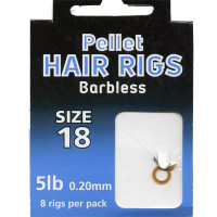 HAIR RIGS PELLET BARBLESS SIZE 18 TO 5lb line PACK of 8 rigs per pack