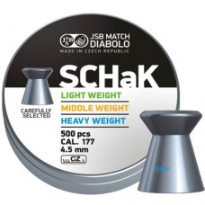 JSB Diabolo Schak Diabolo Flat Head Pellets .177 calibre 4.50mm 7.33 Grains Light Weight tin of 500