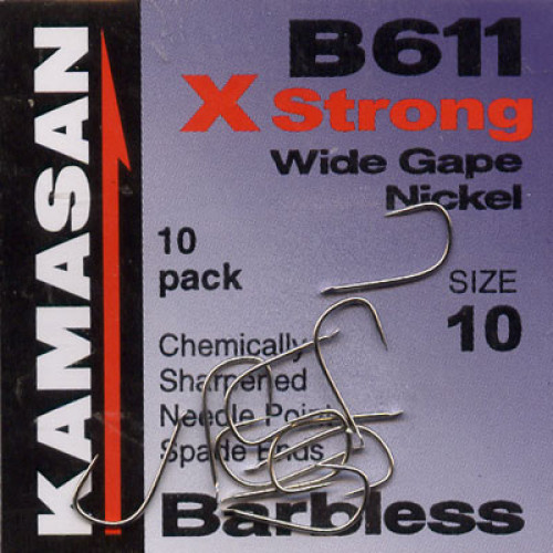 Kamasan B611 X Strong Barbless Match Wide Gape Nickel Hook