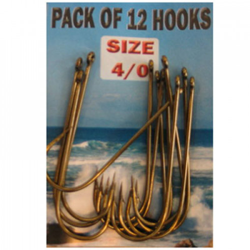 Eyed SEA Fishing Hooks Size 4-0 pack of 12 - Fishing Hooks