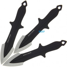 Set of 3 Throwing Knives 8 inch Anglo Arms 2 tone black / silver effect