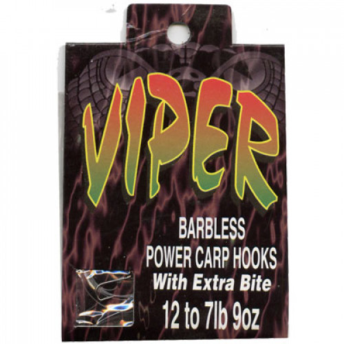 VIPER Size 12 barbless (hook to nylon) Power Carp Hooks 