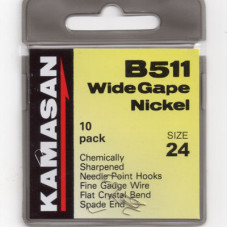 Kamasan B511 Wide Gape Spade end Nickel Hook Size 24